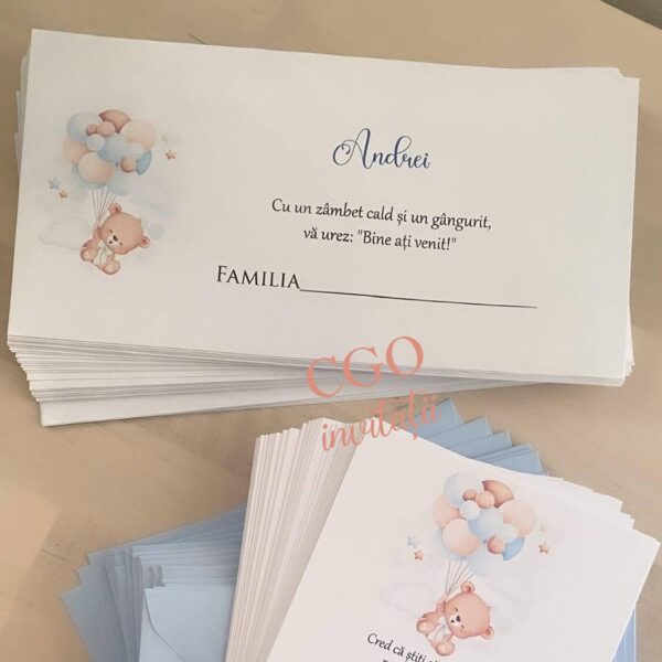 Invitatii Botez Ursulet cu Baloane - Băiat07 - imagine 2