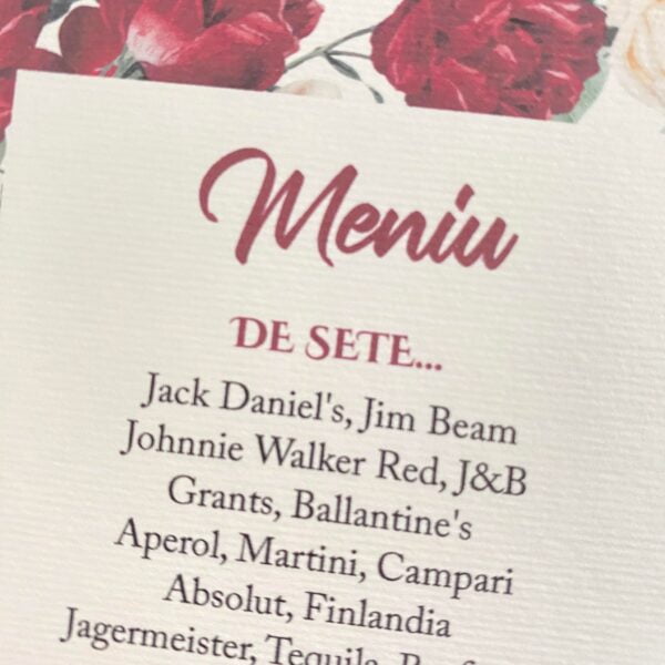 Meniu nunta individual fata-verso carton texturat 70 Boho Burgundy - imagine 3
