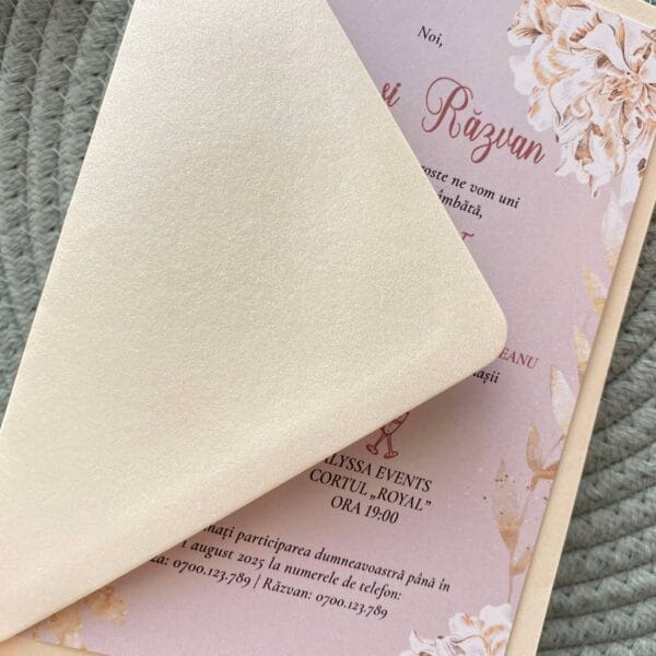 Invitatii nunta personalizate - 93 Pink Gold - imagine 2