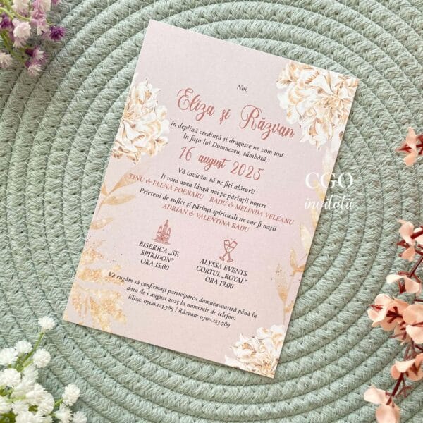 Invitatii nunta personalizate - 93 Pink Gold - imagine 3